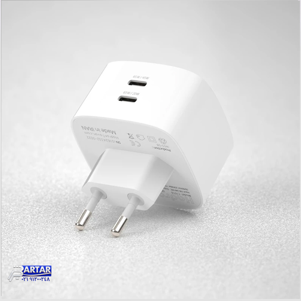 شارژر دیواری 65 وات دو پورت هادرون مدل C1016 - تصویر 2