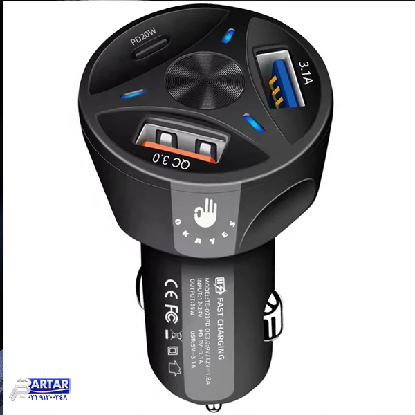شارژر فندکی 38 وات اکی یس مدل PD1QC3USB200