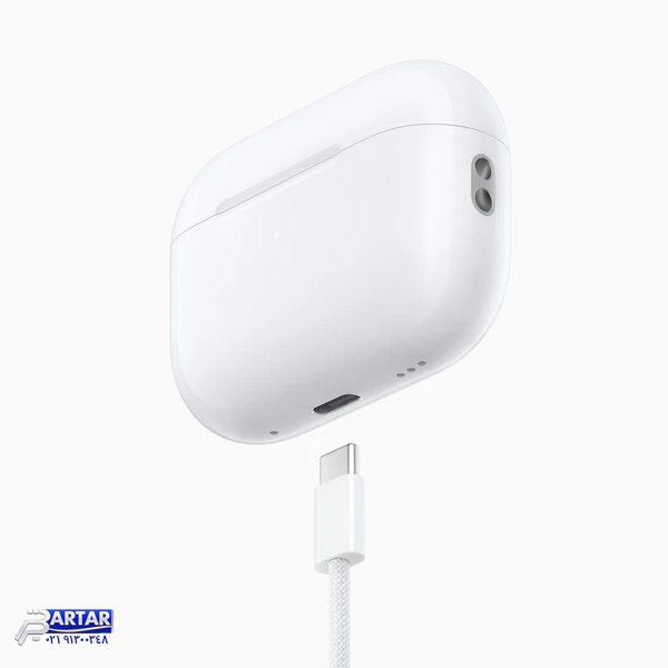 هدفون بلوتوثی اپل مدل AirPods Pro 2nd Generation با نویز کنسلینگ فعال (ANC)، نویز کنسلینگ میکروفون (ENC)، درگاه شارژ USB Type-C، با قابلیت شارژ بی‌سیم، دارای میکروفون دوگانه از نوع Beamforming، مقاومت در برابر رطوبت و عرق - تصویر 3