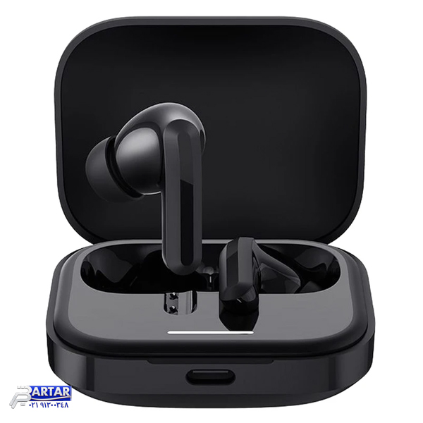 هدفون بلوتوثی شیائومی مدل Redmi Buds 5 با نویز کنسلینگ فعال (ANC)، درگاه شارژ USB Type-C، دارای نشانگر روی محفظه شارژ