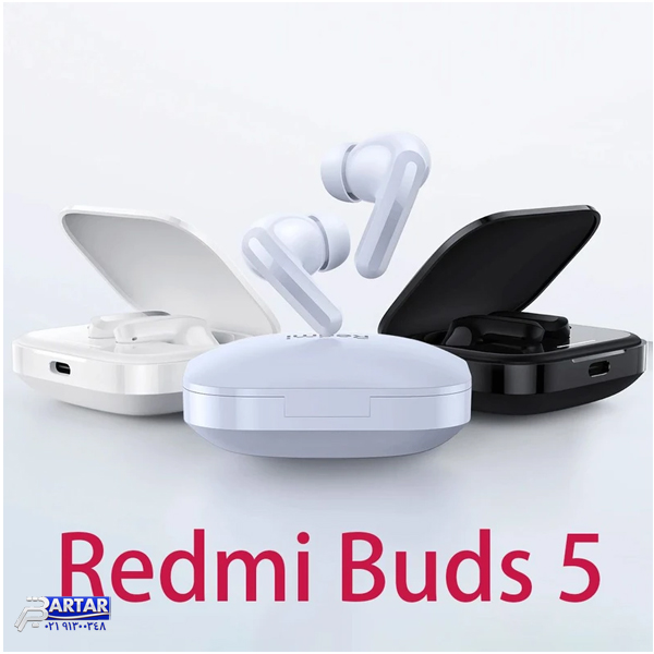 هدفون بلوتوثی شیائومی مدل Redmi Buds 5 با نویز کنسلینگ فعال (ANC)، درگاه شارژ USB Type-C، دارای نشانگر روی محفظه شارژ - تصویر 3